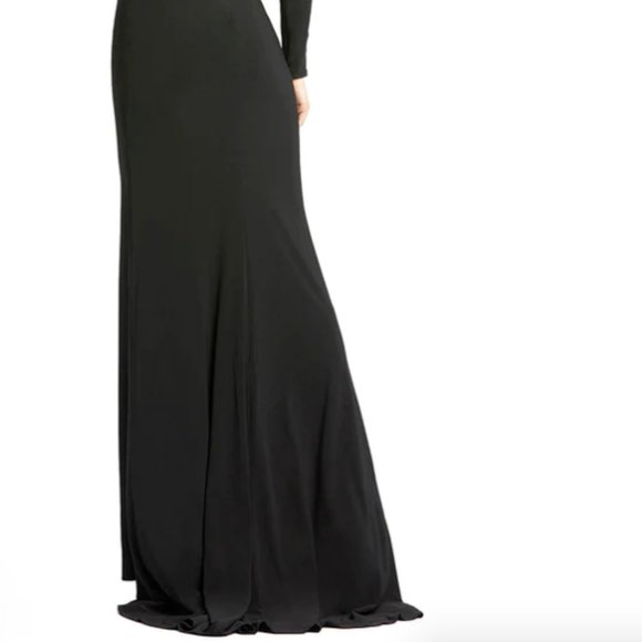 MAC DUGGAL EMBELLISHED COLLAR BLACK JERSEY GOWN SZ 8 - Picture 5 of 5